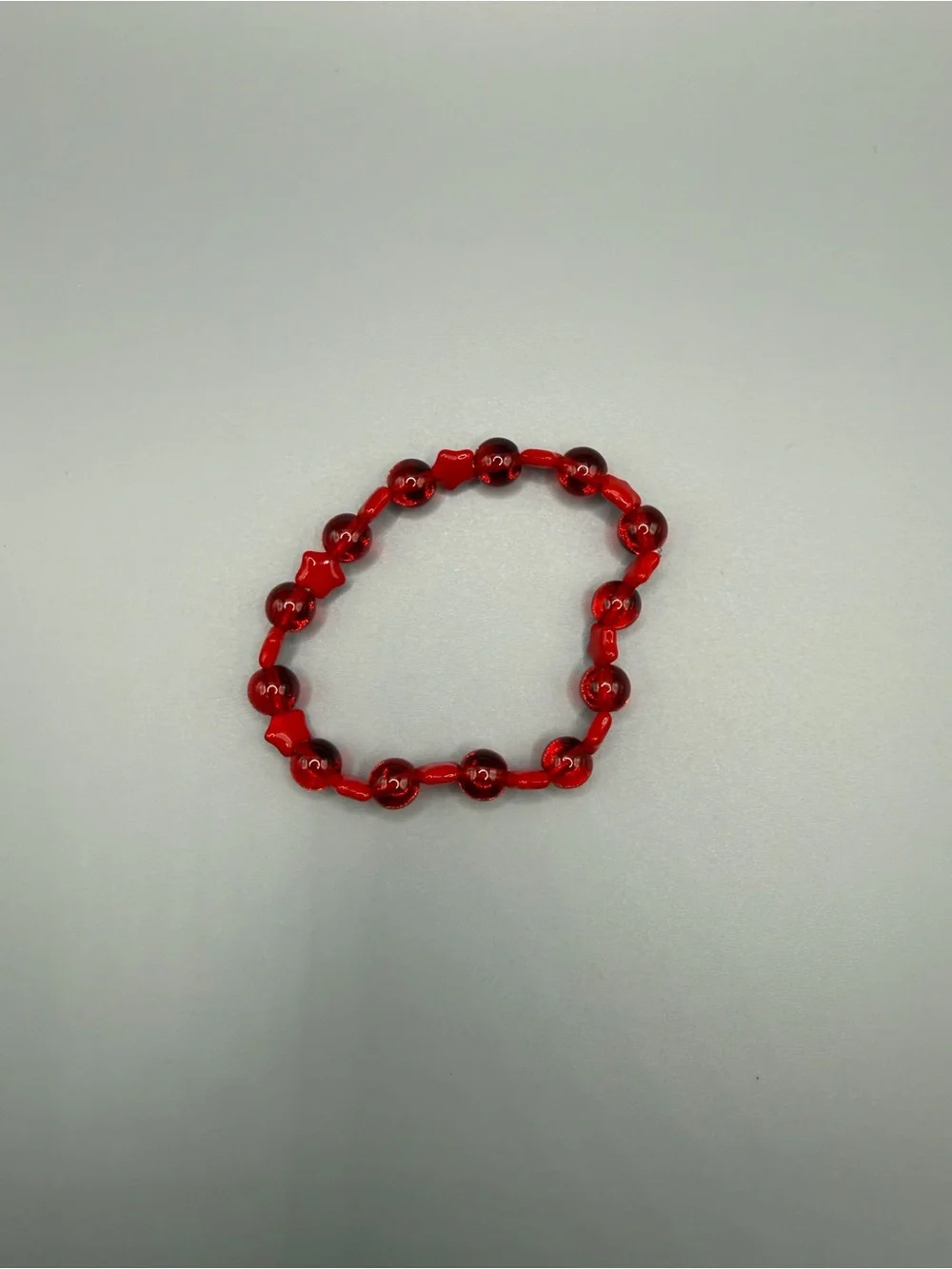 Red & Blue Beaded Stretch Bracelets - Handmade #B0728C